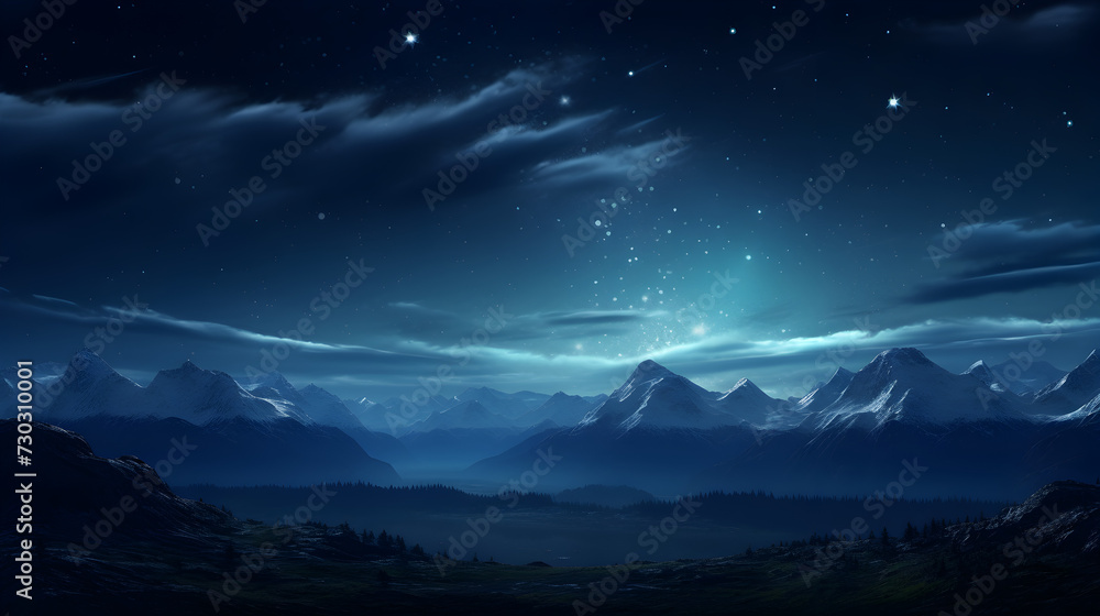 aurora borealis over the mountains,,
A night sky with stars and clouds in the sky
