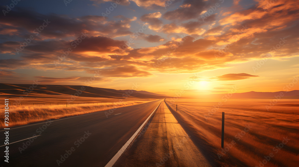 sunset on the road,,
Infinite Horizons Sunset Road tretching Beyond 