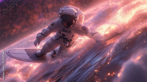 astronaut astronaut surfing on a wave. Generative AI