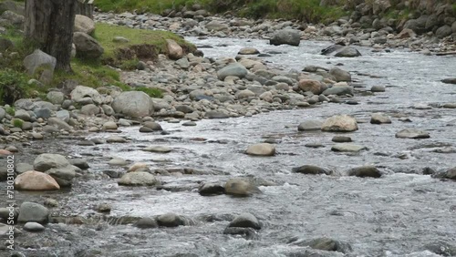 Tomebamba river at Cuenca  Mountain river stream at Andes photo