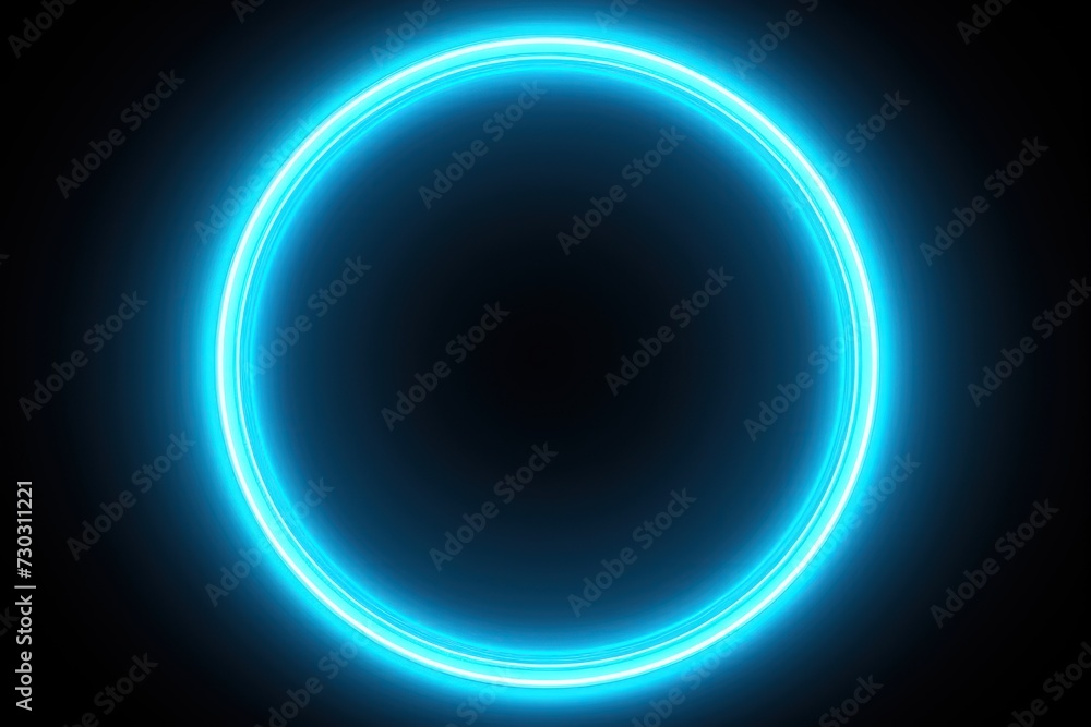 Cyan round neon shining circle isolated on a white background