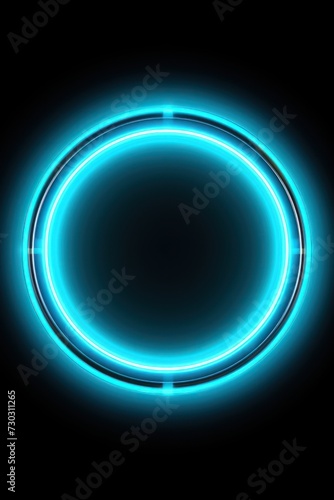 Cyan round neon shining circle isolated on a white background