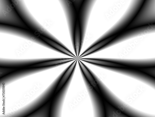 Promienisty kwiatowy kształt w biało czarnej kolorystyce z efektem rozmycia - abstrakcyjne tło