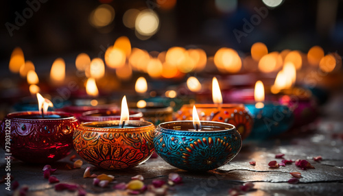 Glowing candle illuminates dark night, symbolizing love and spirituality generated by AI