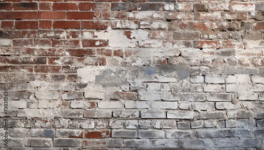 Dirty old brick wall with rough cement backdrop generated by AI Dirty old brick wall with rough cement backdrop generated by AI