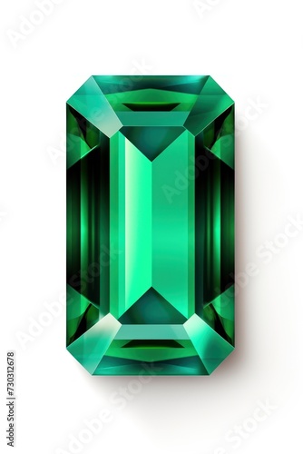 Emerald rectangle isolated on white background