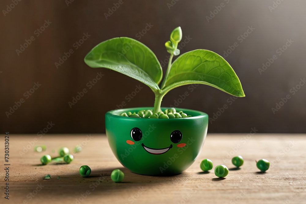 Adorable pea in pot. Eco-champion's grin, save the planet one sprout at a time. Off-center charm, green dream unfolds. Adorable pea in pot. Eco-champion's grin, save the planet one sprout at a time. Off-center charm, green dream unfolds.