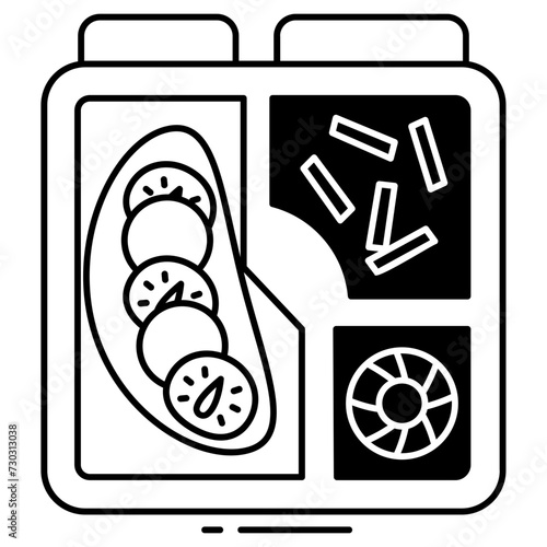 bruschetta glyph and line vector illustration