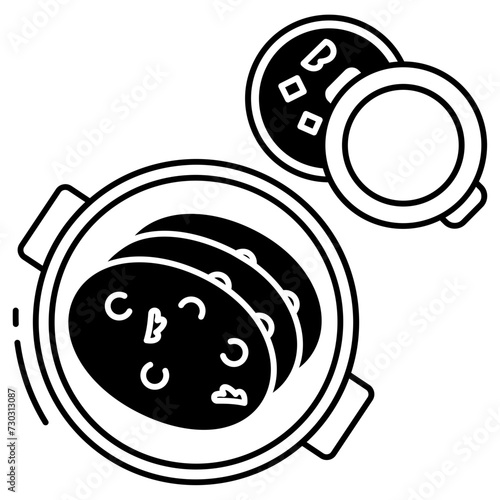 naan and curry glyph and line vector illustration