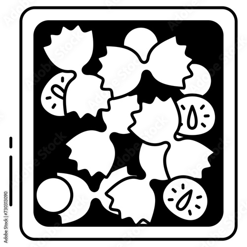 penne pasta glyph and line vector illustration