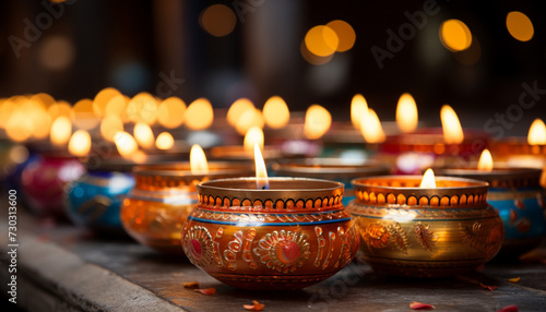 Candle flame illuminates dark, symbolizing spirituality and religious celebration generated by AI
