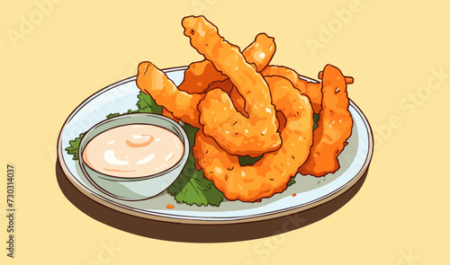 tempura shrimps vector flat minimalistic isolated vector style illustration