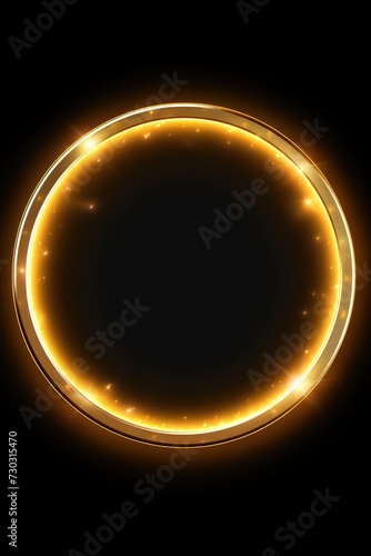 Gold round neon shining circle isolated on a white background