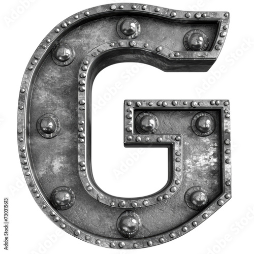 3D Metal Letter G Isolated on Transparent or White Background, PNG