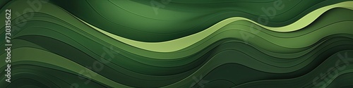 Banner with a green waves background illustration with dark olive drab photo
