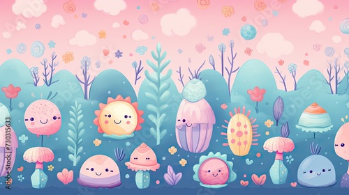 cute pastel pattern. cartoon background © Ilmi