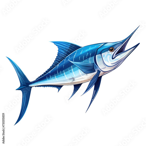 Blue marlin fish isolated on white or transparent background © Nazmus