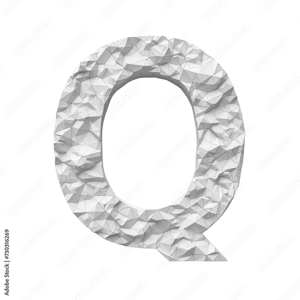 3D Geometric Letter Q Isolated on Transparent or White Background, PNG 3D Geometric Letter Q Isolated on Transparent or White Background, PNG