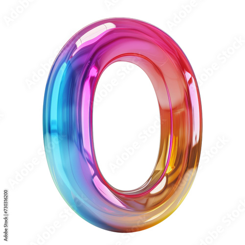3D Colored Plastic Letter "O" Isolated on Transparent or White Background, PNG