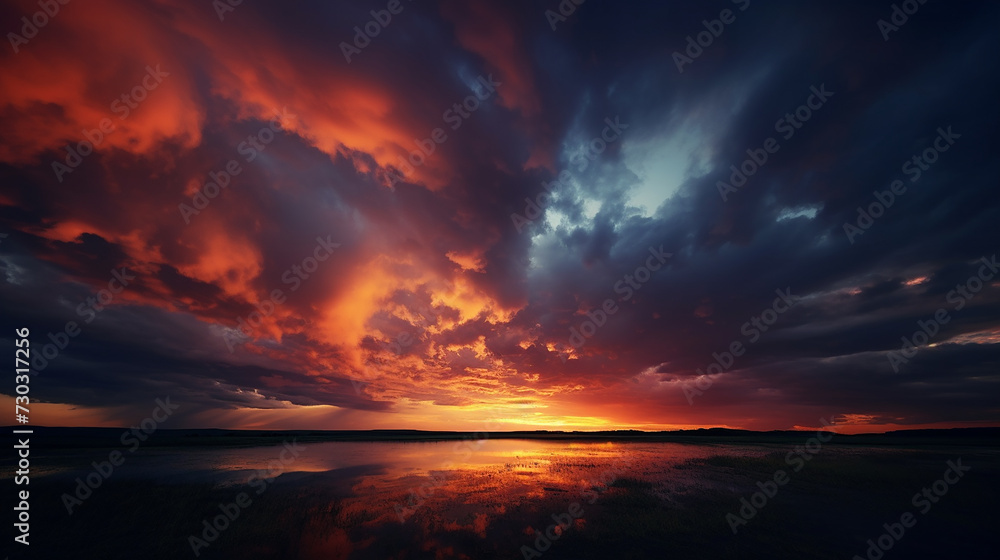 Fototapeta premium Beautiful evening sky and sun set image