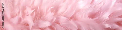 Banner of an abstract light pink feathers as background texture