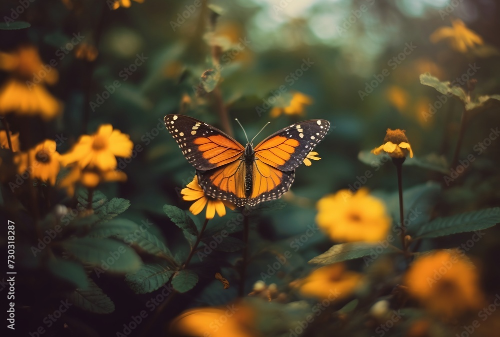 Monarch butterfly on flowers, natural background Monarch butterfly on flowers, natural background