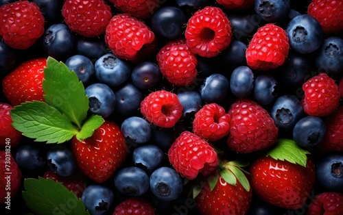 Berries Row Fresh  background  close up. Realistic berry  detailed. Grocery product advertising  menu or package.