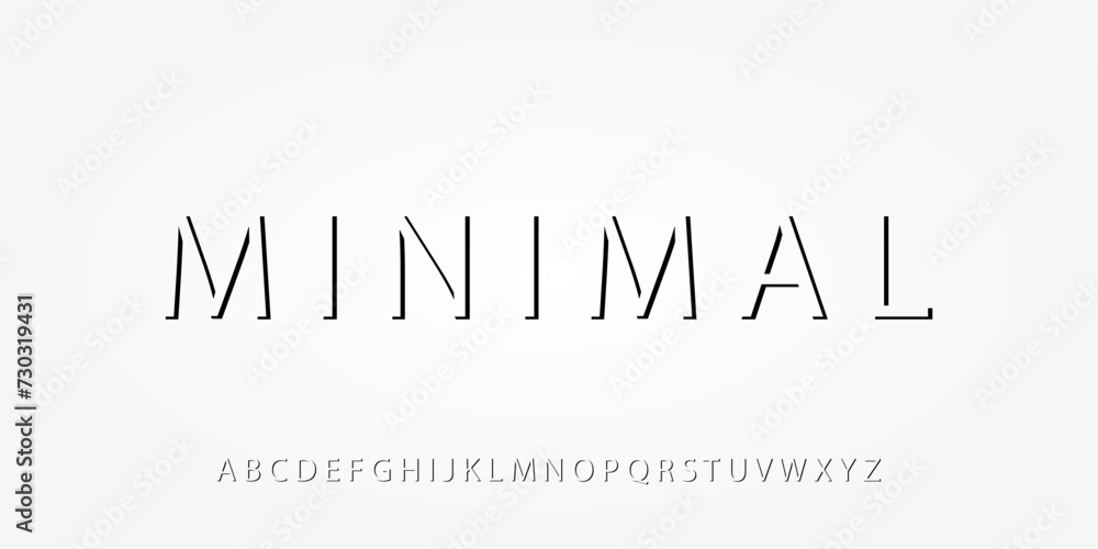 Minimalistic 3d font. Modern letters in abstract design.