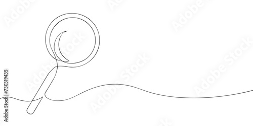 A magnifier drawing in one line. Magnifying glass vector icon.