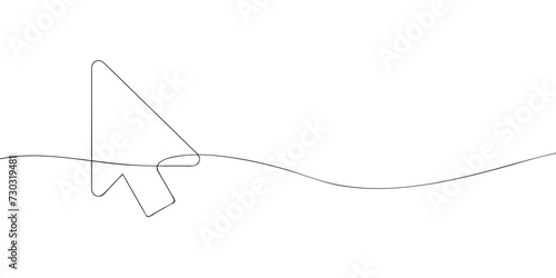 A single line drawing of a cursor. Continuous line cursor icon. One line icon.