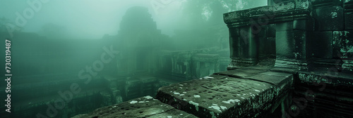Mysterious Ancient Temple Veiled in Mist: Evoking the Majesty of Lost Civilizations