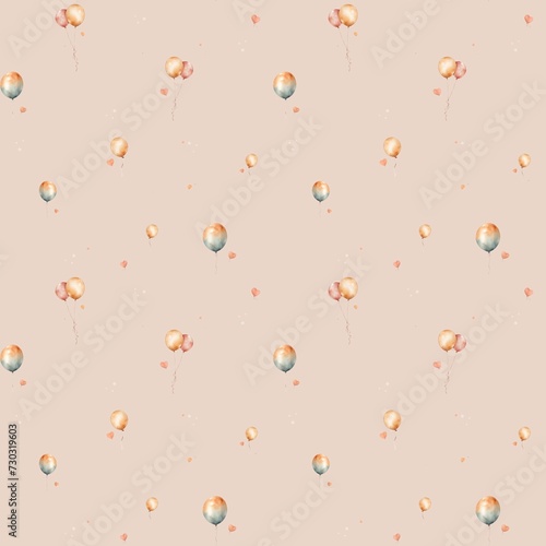 Birthday holiday retro vintage  balloons seamless pattern