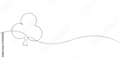 A single line drawing of a clubs. Continuous line card clubs icon. One line icon.