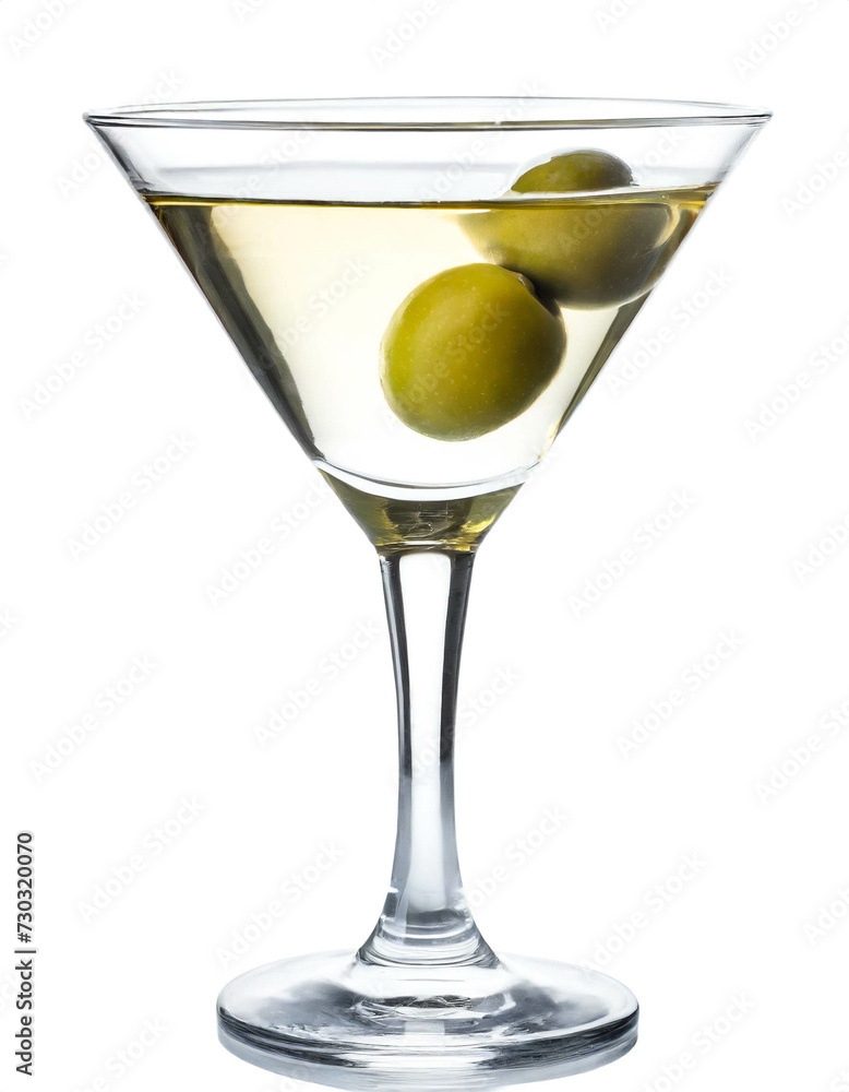 Martini mit Olive isoliert auf weißen Hintergrund, Freisteller Martini mit Olive isoliert auf weißen Hintergrund, Freisteller
