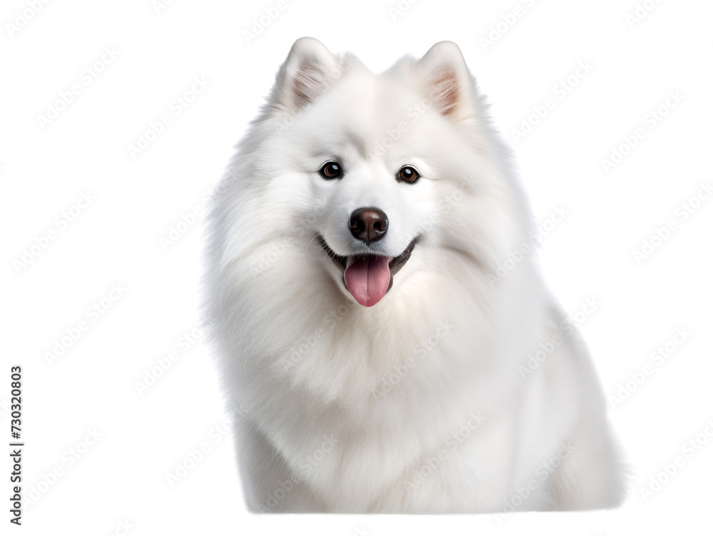 Fluffy Samoyed, isolated on a transparent or white background Fluffy Samoyed, isolated on a transparent or white background