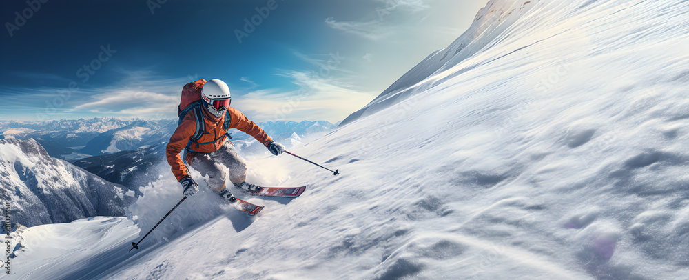 Snow skiing athlete.