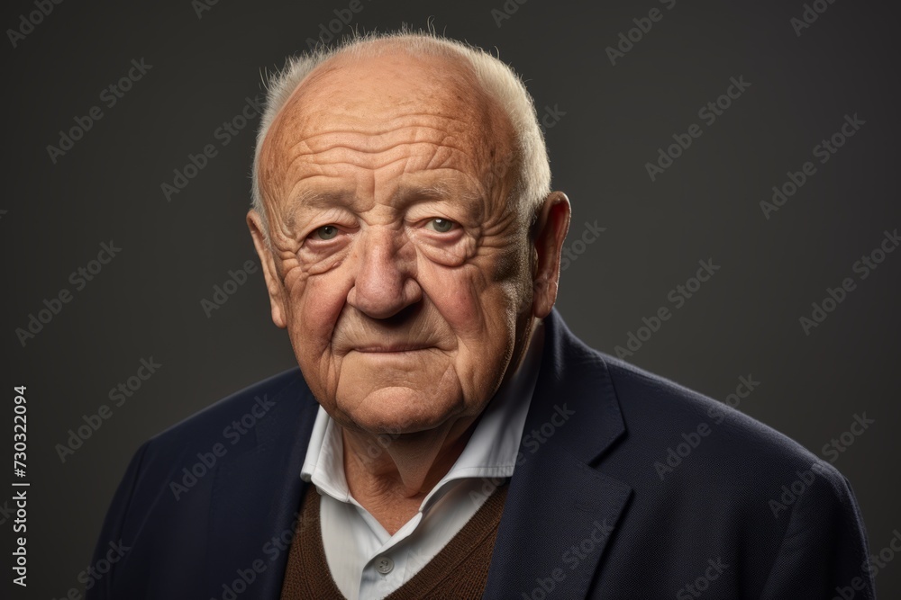 Portrait of an old man in a jacket on a dark background Portrait of an old man in a jacket on a dark background
