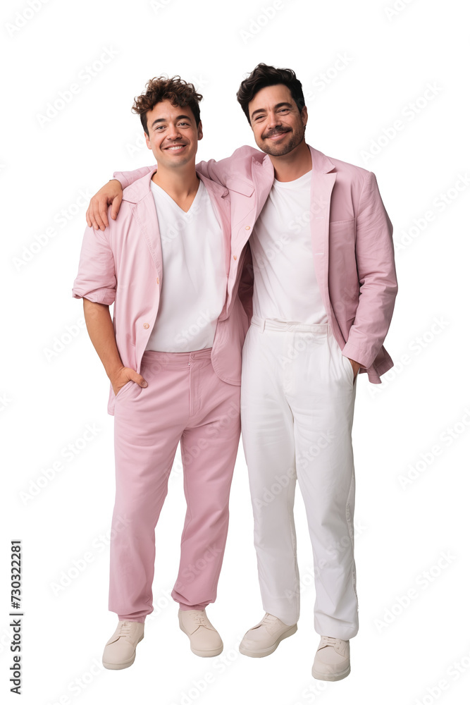 Relaxed Men in Pink Jackets and White Pants Relaxed Men in Pink Jackets and White Pants
