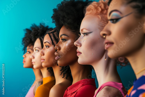 Colorful group portrait featuring a lineup of diverse women and non-binary individuals.