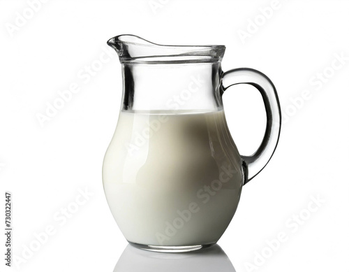 Kanne Milch isoliert auf weißen Hintergrund, Freisteller 