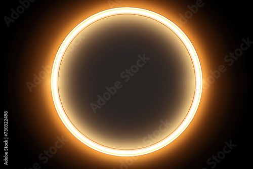 Ivory round neon shining circle isolated on a white background wall