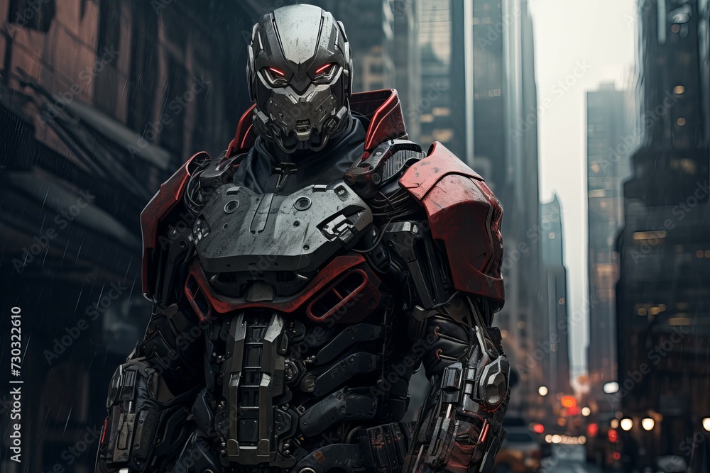 Medieval knight person cyberpunk. Battle smoke. Generate Ai Medieval knight person cyberpunk. Battle smoke. Generate Ai