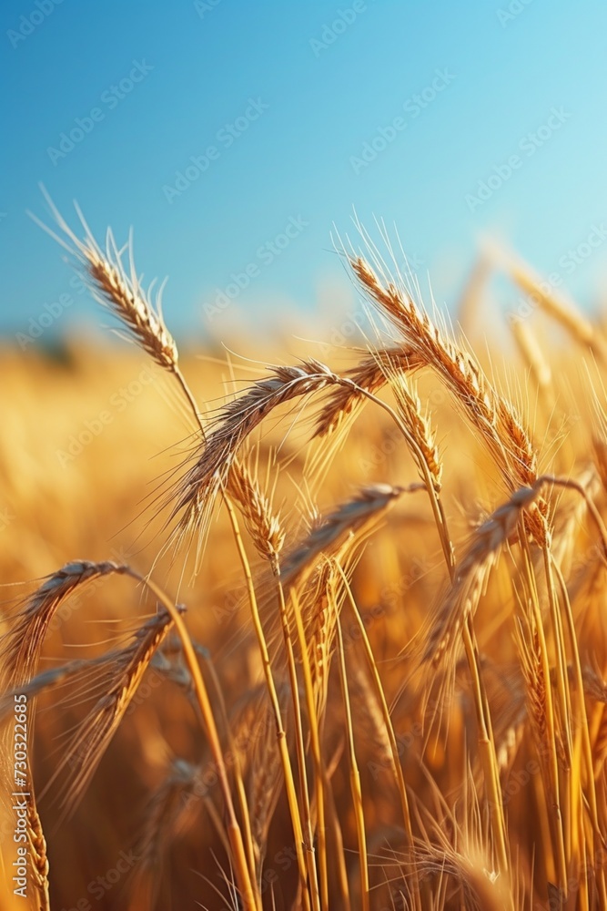 Golden fields of wheat swaying in the wind, promising a bountiful harvest Golden fields of wheat swaying in the wind, promising a bountiful harvest