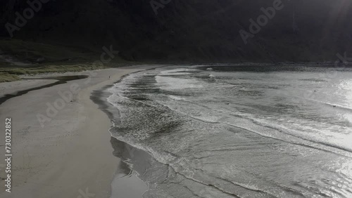 Drone flight on the coast of western Norway with surfers
