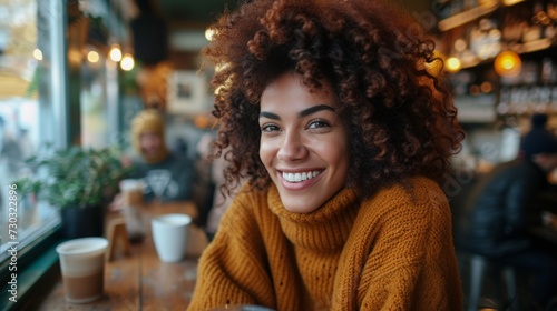 Fashion-forward folks indulge in urban coffee scenes, grinning warmly at the camera