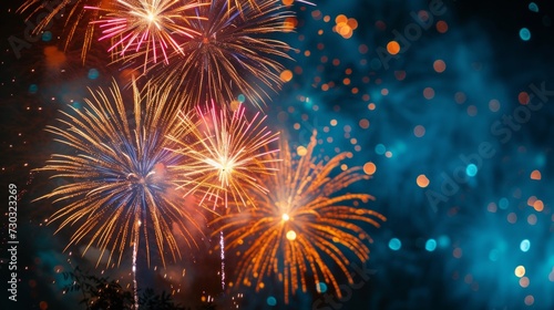 A dark, minimalistic backdrop lights up with the dazzling display of firework...
