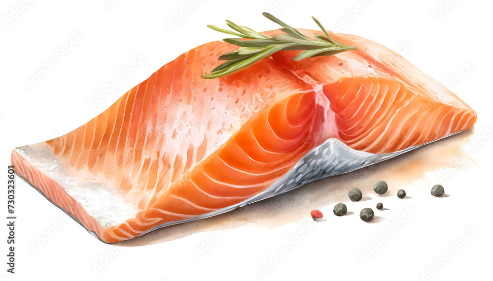 Roher Lachs isoliert auf weißen Hintergrund, Freisteller Roher Lachs isoliert auf weißen Hintergrund, Freisteller