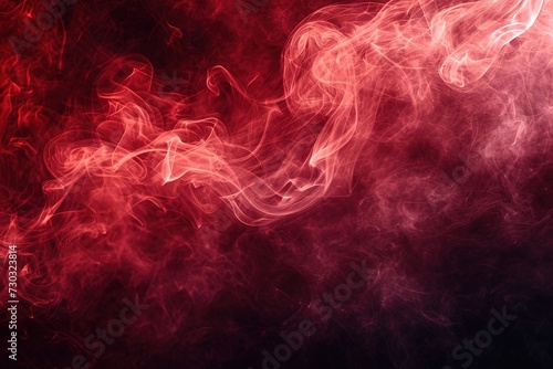 Abstract Red smoke steam moves on a black background . The concept of aromatherapy. Fog overlays texture.