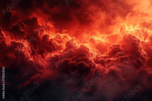 A fiery toned red sky and abstract black and red background with smoke and flame effects Wide banner for design © abstract Art