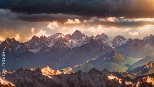 view of mountains with dark clouds
